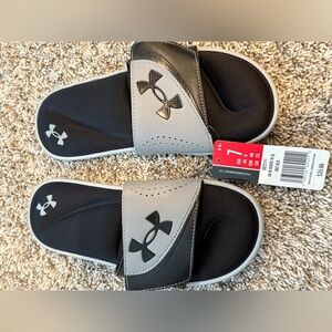 Under Armour Kids Slide Sandals - Black and Gray